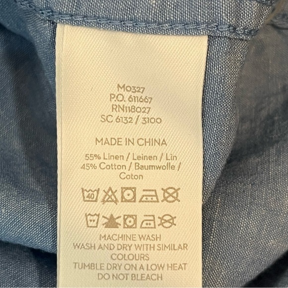 Boden Linen Polo Shirt Mens Large Blue Button Collared Regular Fit Summer - Picture 10 of 10